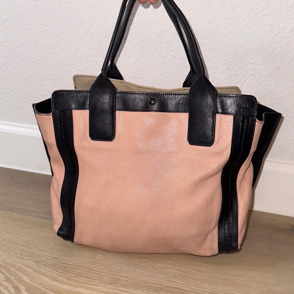 Chloe Soft Pink and Black Tote